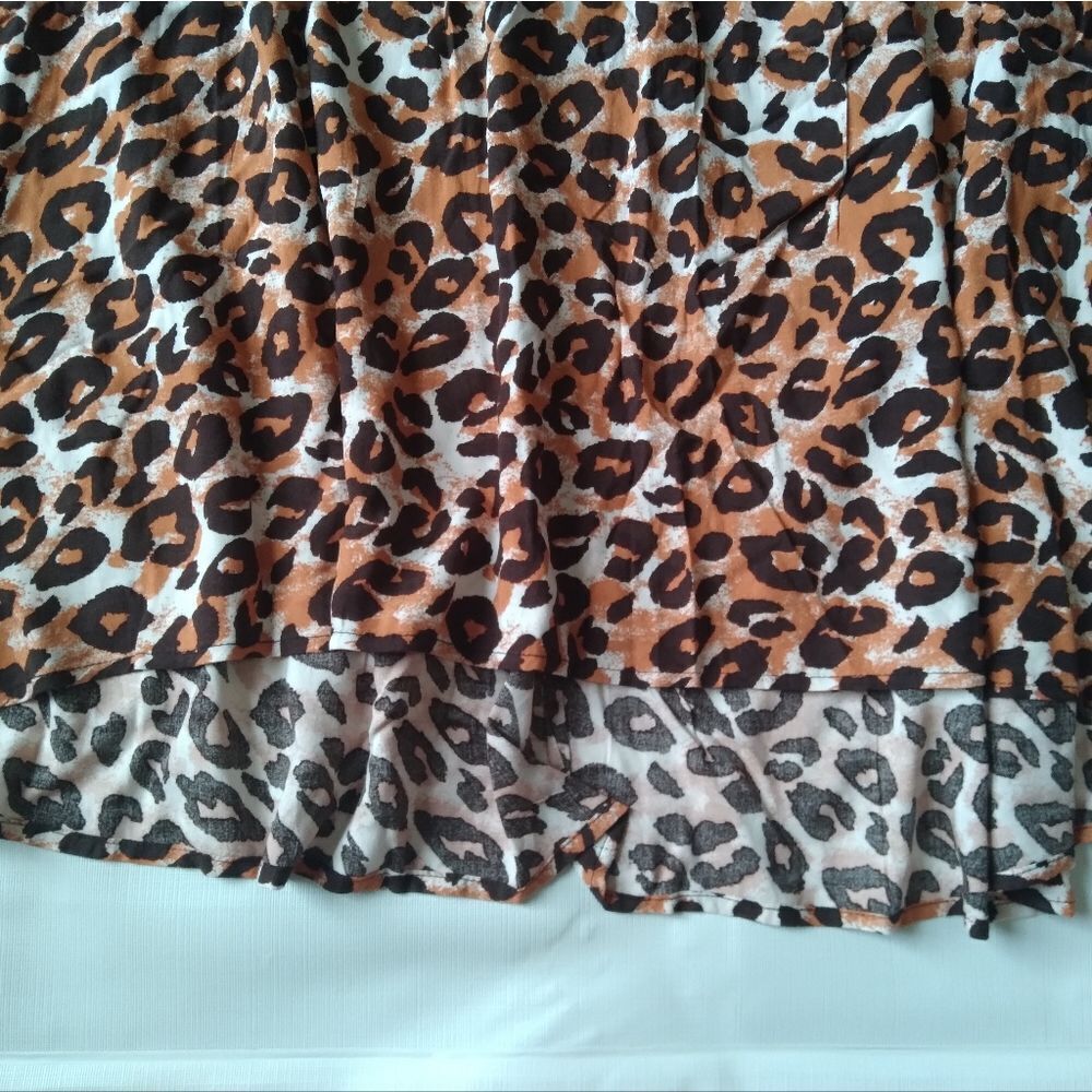 Intro. Brown Black Leopard Animal Print High Low Hem Plus Size Skirt Women's 3X - Picture 12 of 13